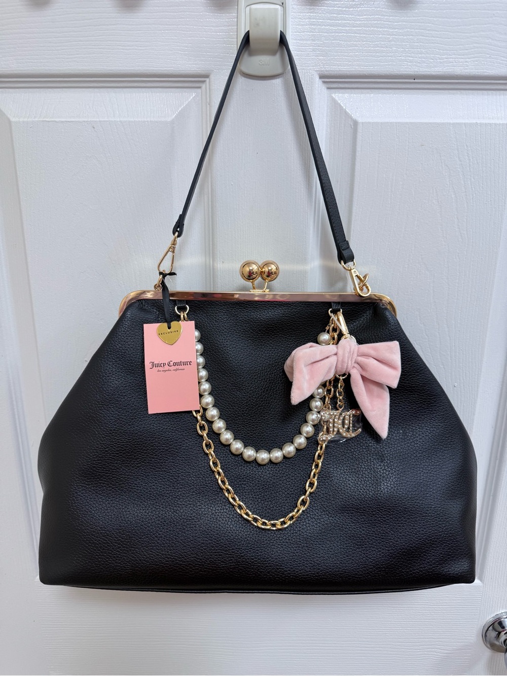 NWT Juicy Couture Charm Haus Large Frame Viral Kiss Lock Bag In Black Y2K